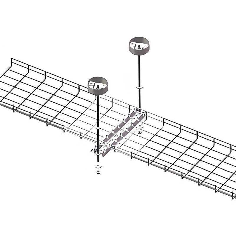 Sistema de bandeja para cables de malla de alambre integrado en el techo