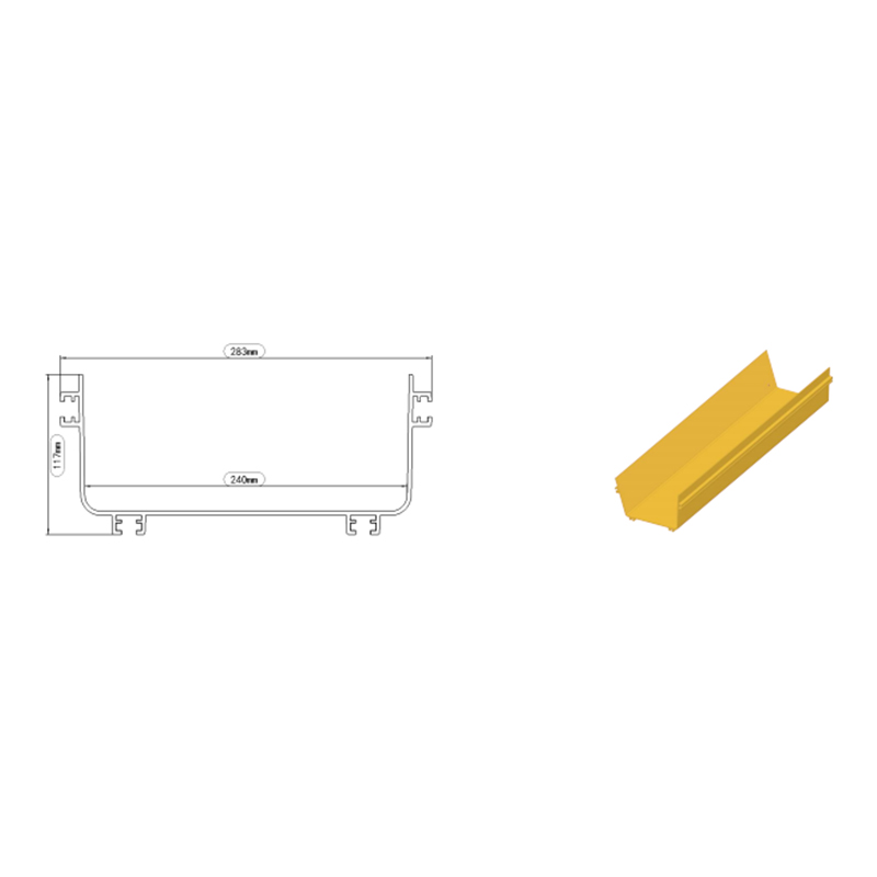 Canal guía de fibra de PVC/ABS de 120 mm*100 mm, Pantone amarillo 123C